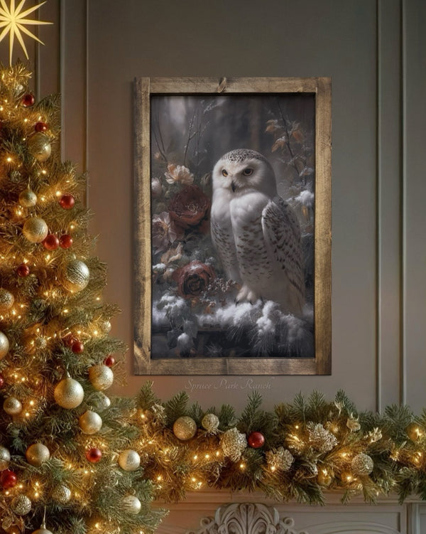 Owl Among Roses Canvas Print