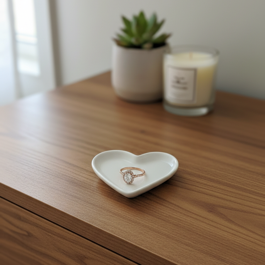 White Heart Trinket Tray