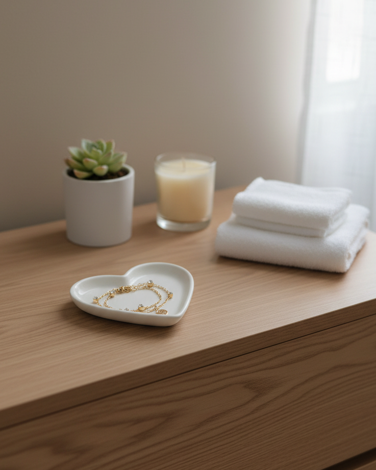 White Heart Trinket Tray