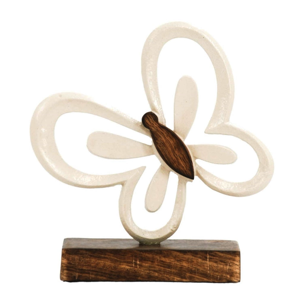 Beige Metal Butterfly on Stand