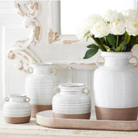 White Ceramic Double Handled Pots