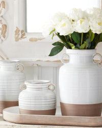 White Ceramic Double Handled Pots