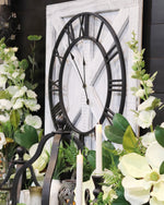 Large Farmhouse Square Clock White Over Grey