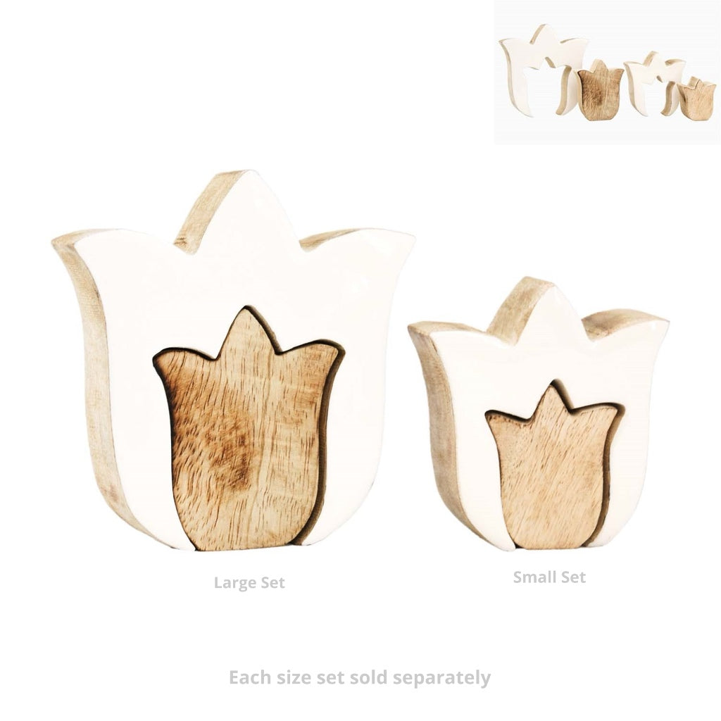 Layered White Tulip Wood Block Set