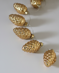 Mercury Glass Warm Glow LED Pinecone Garland Gold