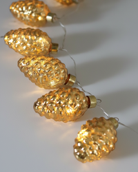 Mercury Glass Warm Glow LED Pinecone Garland Gold