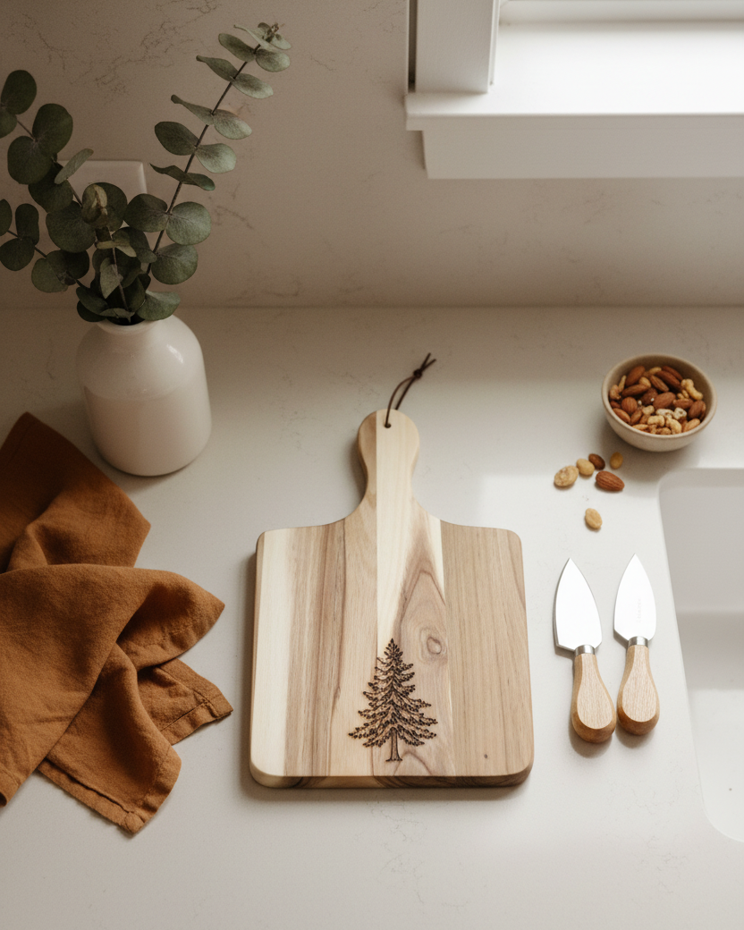 Wood Charcuterie Board Spruce Tree Wide