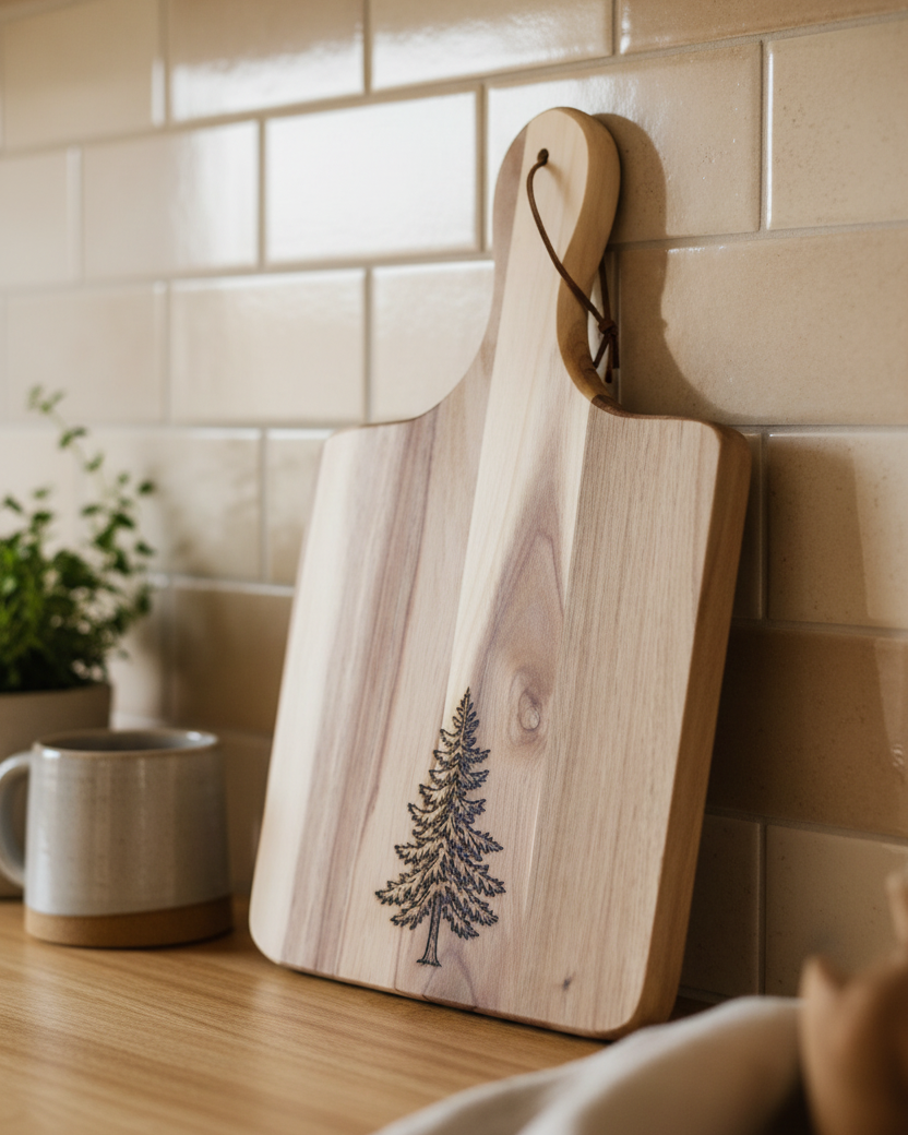 Wood Charcuterie Board Spruce Tree Wide