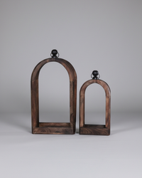 Dark Wood Narrow Rectangular Bottom Lantern
