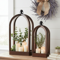 Dark Wood Narrow Rectangular Bottom Lantern
