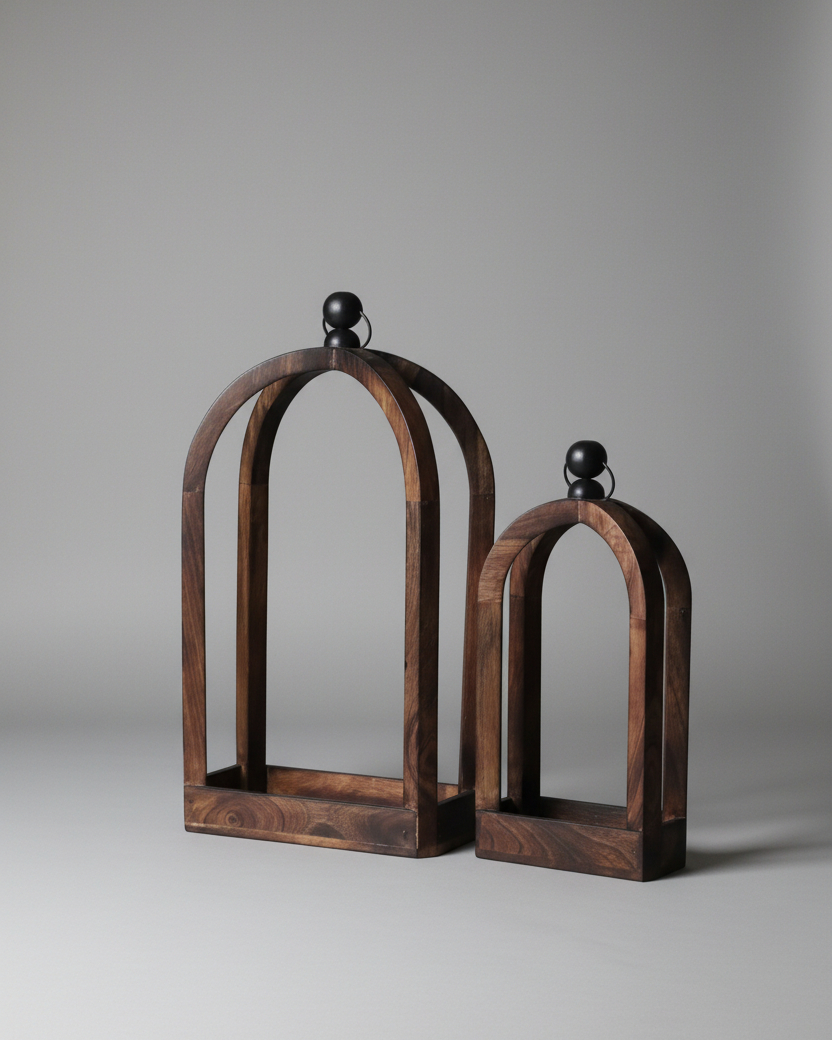 Dark Wood Narrow Rectangular Bottom Lantern