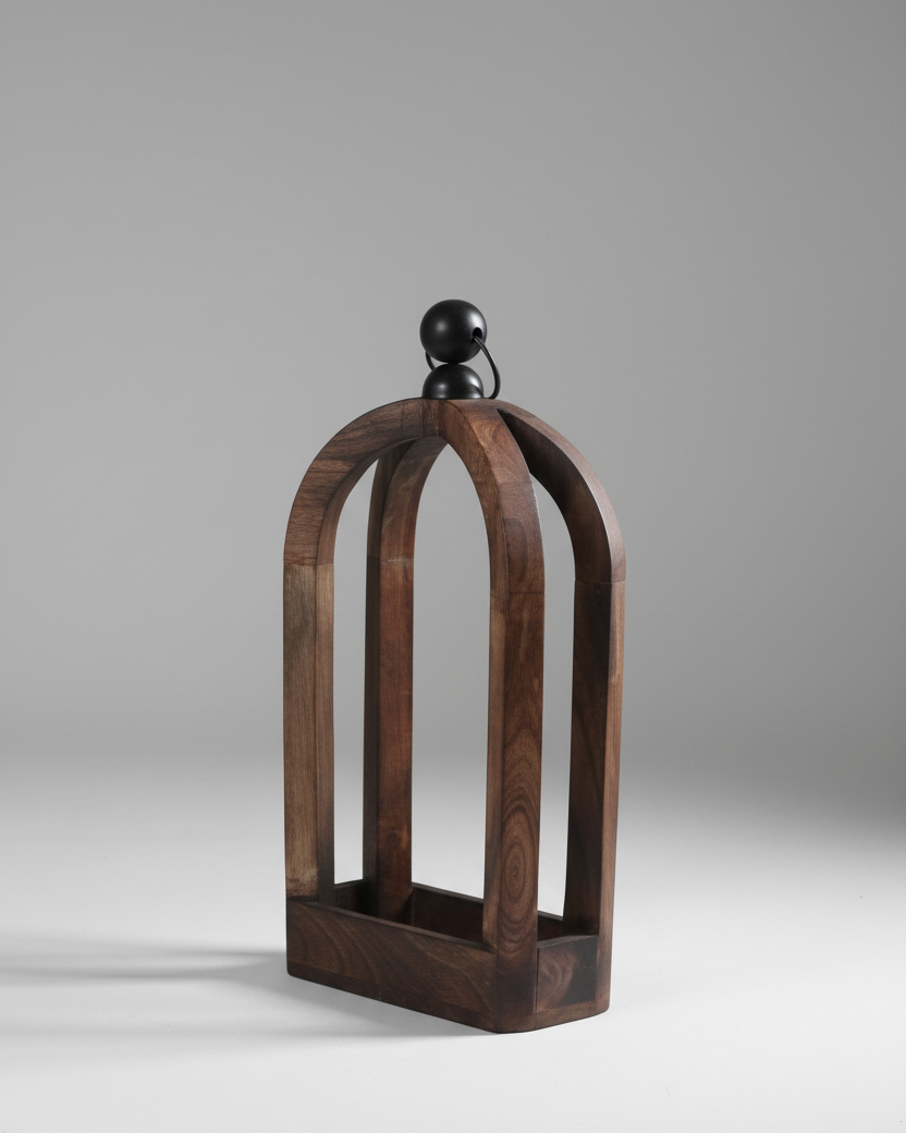 Dark Wood Narrow Rectangular Bottom Lantern