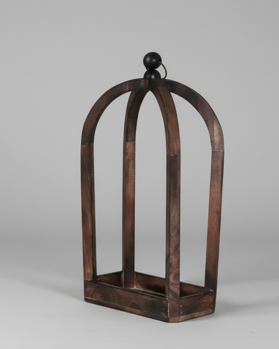 Dark Wood Narrow Rectangular Bottom Lantern