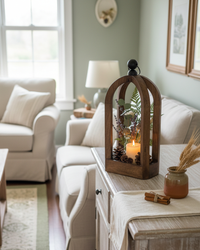 Dark Wood Narrow Rectangular Bottom Lantern