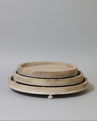 Natural Round Footed Wood Tray