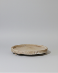 Natural Round Footed Wood Tray