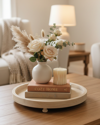 Natural Round Footed Wood Tray