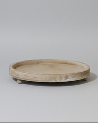 Natural Round Footed Wood Tray