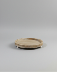 Natural Round Footed Wood Tray
