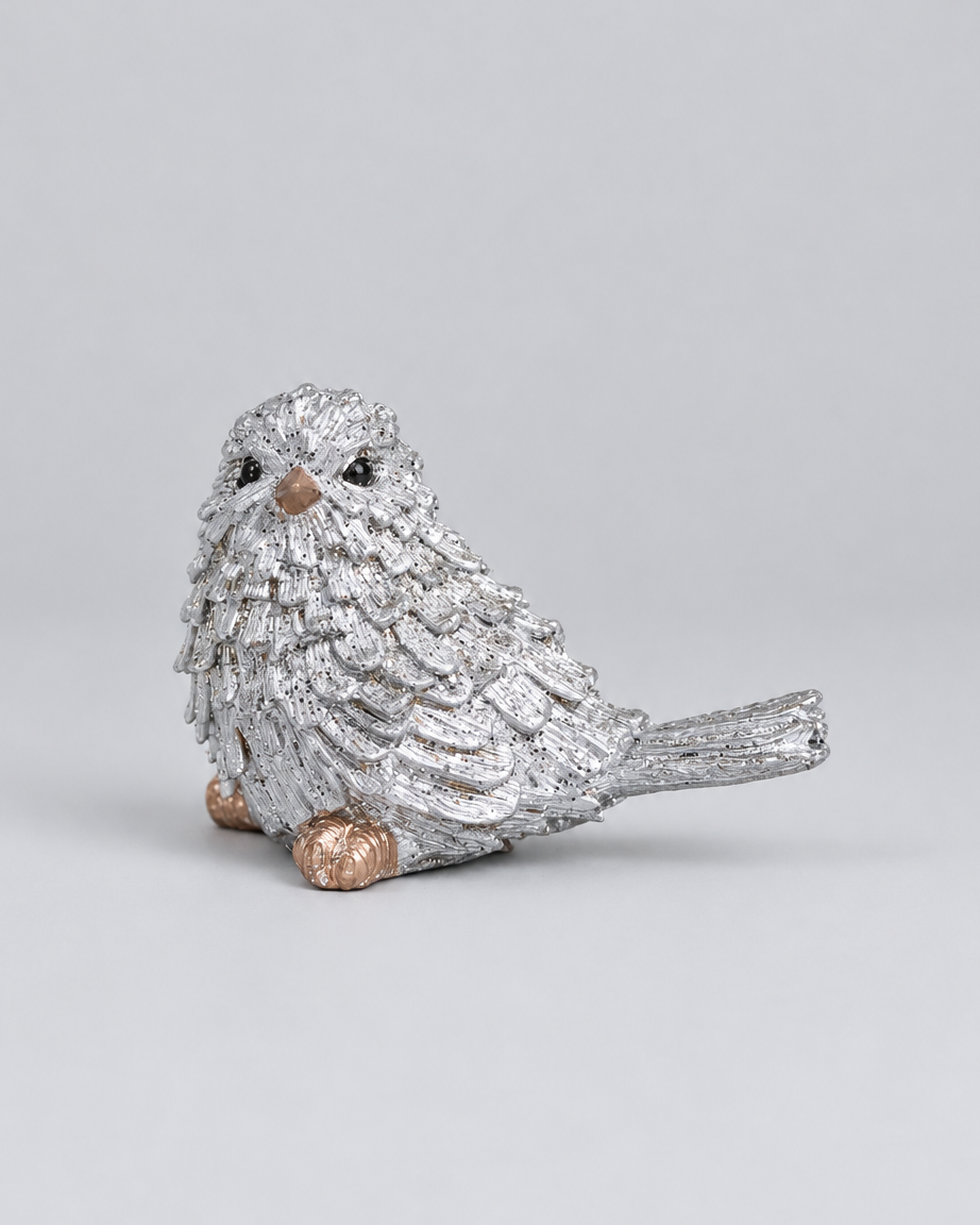 Silver Glitter Resin Bird