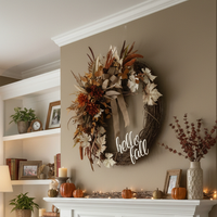 Hello Fall Maple and Mum Wreath 32”H