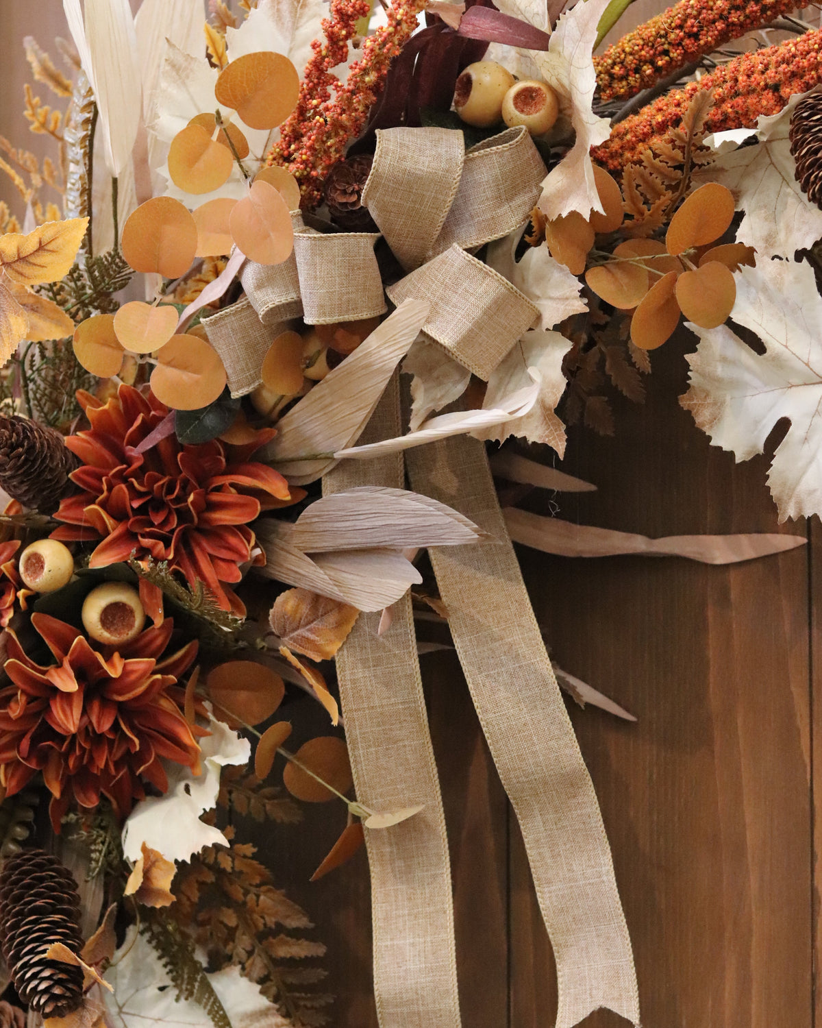 Hello Fall Maple and Mum Wreath 32”H