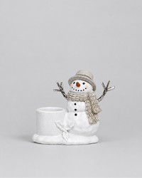 Rustic Snowfall Resin Snowman Taper Candle Holder