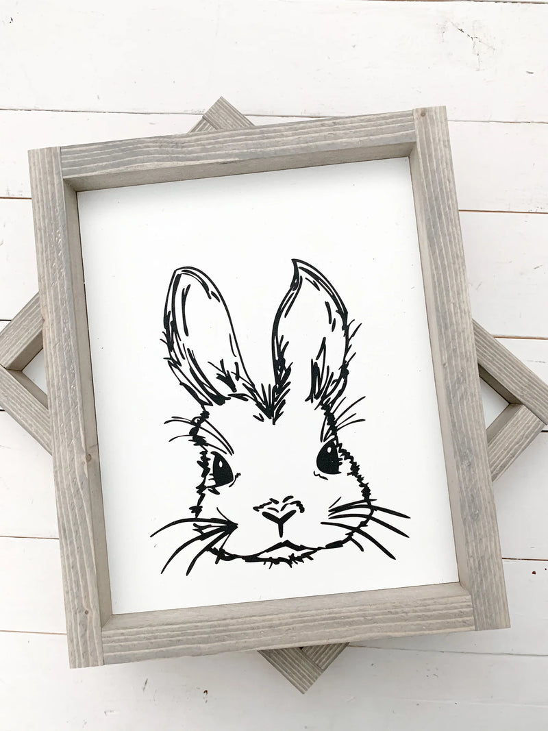 Bunny Face Wood Sign