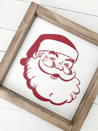 Santa Wood Sign Wood Red