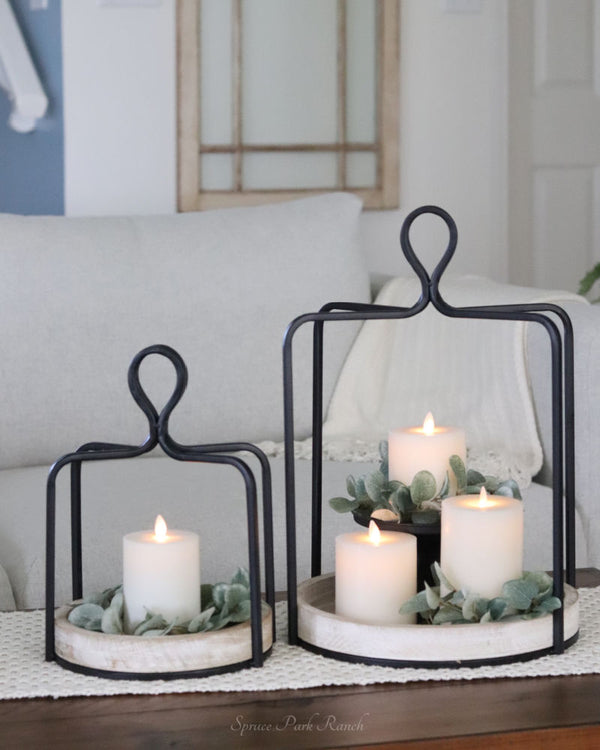 Wood and Iron Round Open Lantern
