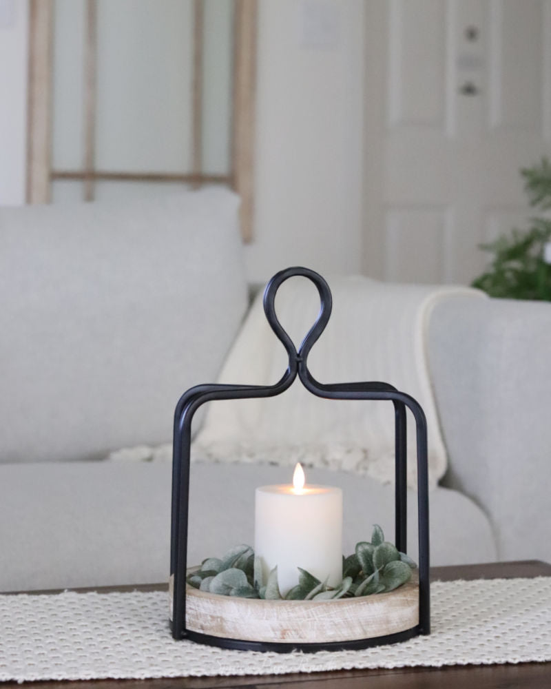 Wood and Iron Round Open Lantern
