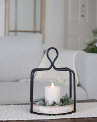 Wood and Iron Round Open Lantern