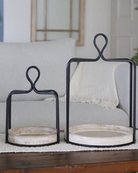 Wood and Iron Round Open Lantern