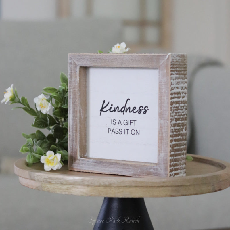 Reversible Mittens and Kindness Wood Sign