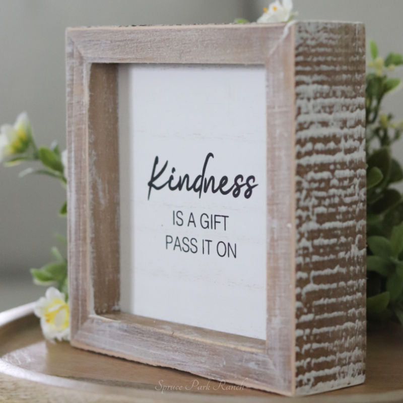 Reversible Mittens and Kindness Wood Sign