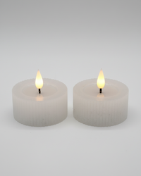 Ridged White Large Tealights LED Candle Set of 2