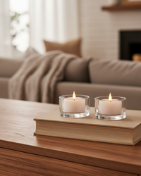 Ridged White Large Tealights LED Candle Set of 2