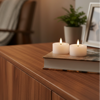 Ridged White Large Tealights LED Candle Set of 2