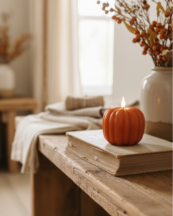 Orange Pumpkin LED Candle