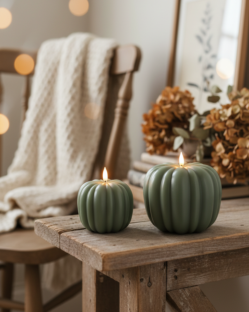 Green Pumpkin LED Candle