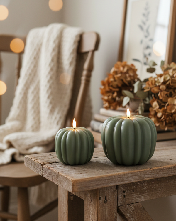 Green Pumpkin LED Candle