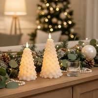 White LED Glitter Christmas Tree Candle