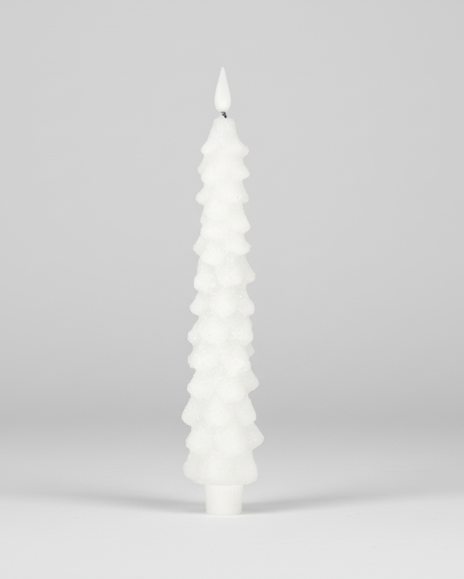 White LED Glitter Christmas Tree Taper Candle