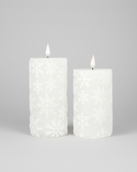 White Snowflake LED Pillar Candle