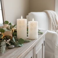 White Snowflake LED Pillar Candle