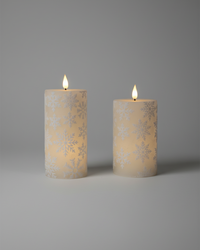 White Snowflake LED Pillar Candle