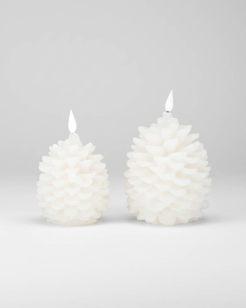 White Pinecone LED Candle