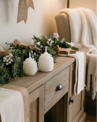 White Pinecone LED Candle