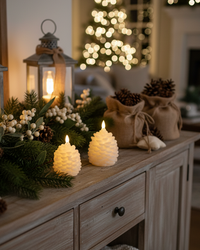 White Pinecone LED Candle