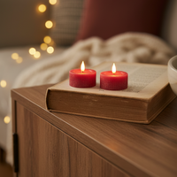 Ridged Red Large Tealights LED Candle Set of 2